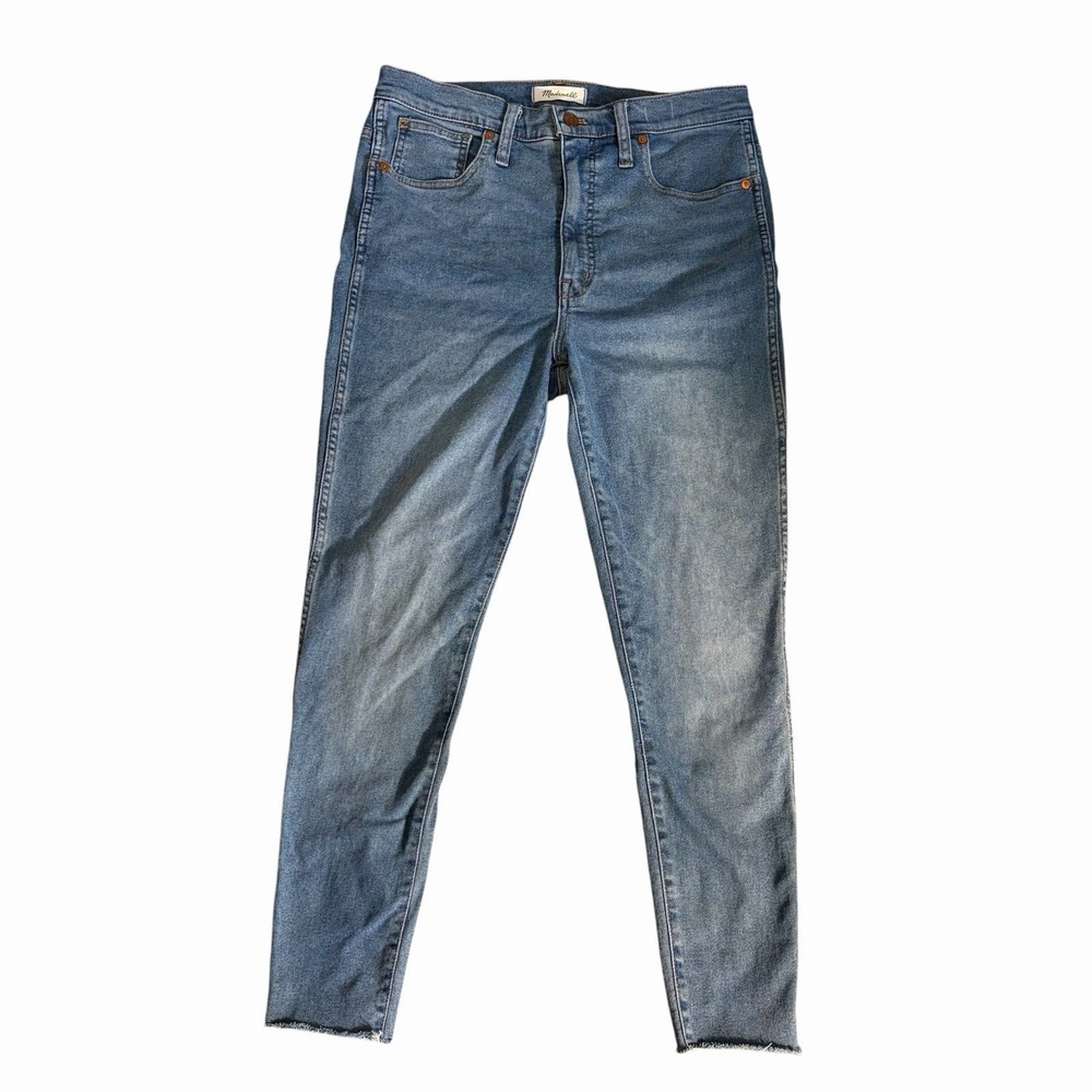 Madewell 10" High Rise Skinny Jeans Frayed Hem Medium Wash Size 30